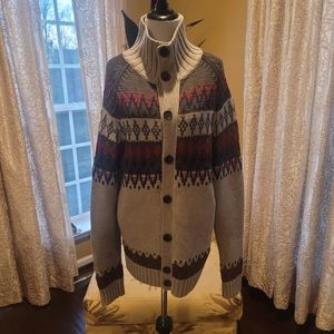 Marc by Marc Jacobs Vintage Chunky Fair Isle 100% Wool Button-Up Cardigan